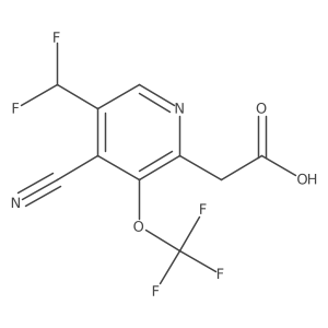 4-Cyano-5-(difluoromethyl)-3-(trifluoromethoxy)pyridine-2-acetic acid Structure