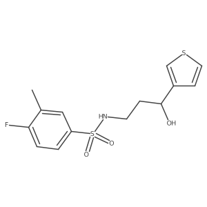 4-fluoro-N-(3-hydroxy-3-(thiophen-3-yl)propyl)-3-methylbenzenesulfonamide结构式