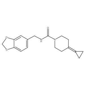 N-(benzo[d][1,3]dioxol-5-ylmethyl)-4-cyclopropylidenepiperidine-1-carboxamide结构式