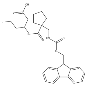 (3R)-3-({1-[({[(9H-fluoren-9-yl)methoxy]carbonyl}amino)methyl]cyclopentyl}formamido)hexanoic acid结构式