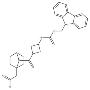 2-{7-[3-({[(9H-fluoren-9-yl)methoxy]carbonyl}amino)cyclobutanecarbonyl]-7-azabicyclo[2.2.1]heptan-1-yl}acetic acid Structure