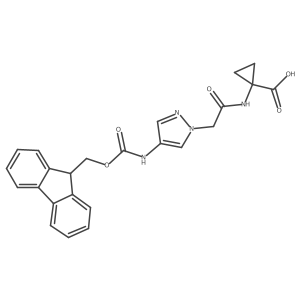 1-{2-[4-({[(9H-fluoren-9-yl)methoxy]carbonyl}amino)-1H-pyrazol-1-yl]acetamido}cyclopropane-1-carboxylic acid结构式