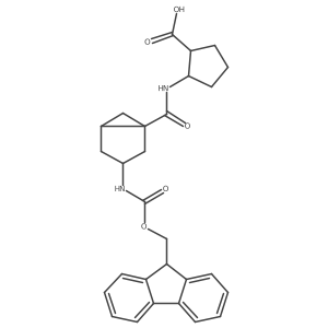 rac-2-[(1R,3R,5R)-3-({[(9H-fluoren-9-yl)methoxy]carbonyl}amino)bicyclo[3.1.0]hexane-1-amido]cyclopentane-1-carboxylic acid Structure