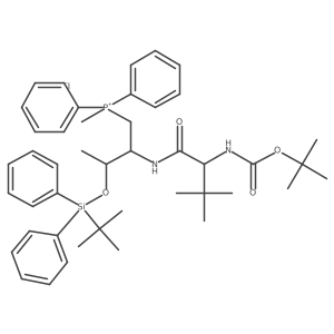((2S,3R)-2-((R)-2-((tert-Butoxycarbonyl)amino)-3,3-dimethylbutanamido)-3-((tert-butyldiphenylsilyl)oxy)butyl)(methyl)diphenylphosphonium iodide Structure