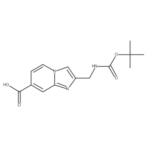 2-(((tert-Butoxycarbonyl)amino)methyl)imidazo[1,2-a]pyridine-7-carboxylic acid结构式