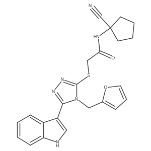 N-(1-cyanocyclopentyl)-2-({4-[(furan-2-yl)methyl]-5-(3H-indol-3-ylidene)-4,5-dihydro-1H-1,2,4-triazol-3-yl}sulfanyl)acetamide结构式