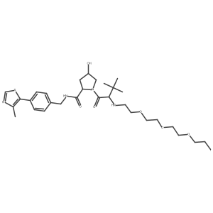 (2S,4R)-4-hydroxy-1-[(2S)-2-[2-[2-[2-(2-iodoethoxy)ethoxy]ethoxy]ethylamino]-3,3-dimethyl-butanoyl]-N-[[4-(4-methylthiazol-5-yl)phenyl]methyl]pyrrolidine-2-carboxamide结构式