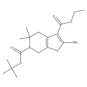 6-(tert-Butyl) 3-ethyl 2-amino-5,5-dimethyl-4,7-dihydrothieno[2,3-c]pyridine-3,6(5H)-dicarboxylate结构式