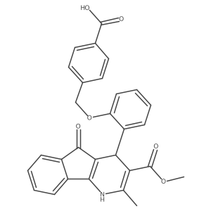3-Methyl 4-[2-[(4-carboxyphenyl)methoxy]phenyl]-4,5-dihydro-2-methyl-5-oxo-1H-indeno[1,2-b]pyridine-3-carboxylate结构式
