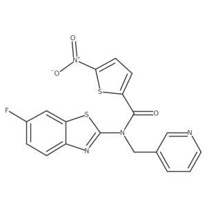 N-(6-fluorobenzo[d]thiazol-2-yl)-5-nitro-N-(pyridin-3-ylmethyl)thiophene-2-carboxamide结构式