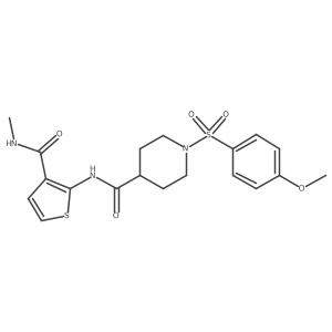 1-((4-methoxyphenyl)sulfonyl)-N-(3-(methylcarbamoyl)thiophen-2-yl)piperidine-4-carboxamide Structure