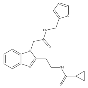 N-{2-[1-({[(furan-2-yl)methyl]carbamoyl}methyl)-1H-1,3-benzodiazol-2-yl]ethyl}cyclopropanecarboxamide结构式