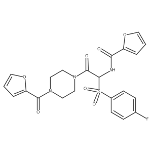 N-(1-((4-fluorophenyl)sulfonyl)-2-(4-(furan-2-carbonyl)piperazin-1-yl)-2-oxoethyl)furan-2-carboxamide结构式