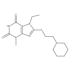 7-ethyl-3-methyl-8-((2-(piperidin-1-yl)ethyl)thio)-1H-purine-2,6(3H,7H)-dione结构式