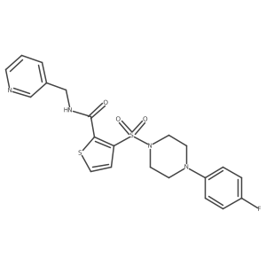 3-((4-(4-fluorophenyl)piperazin-1-yl)sulfonyl)-N-(pyridin-3-ylmethyl)thiophene-2-carboxamide结构式