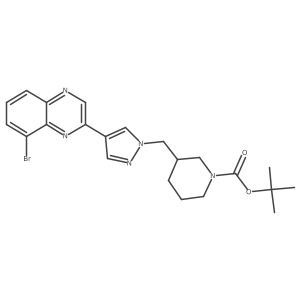 Tert-butyl 3-[[4-(8-bromoquinoxalin-2-yl)pyrazol-1-yl]methyl]piperidine-1-carboxylate结构式