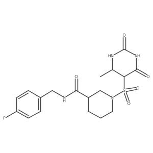 N-[(4-fluorophenyl)methyl]-1-[(4-methyl-2,6-dioxo-1,3-diazinan-5-yl)sulfonyl]piperidine-3-carboxamide结构式