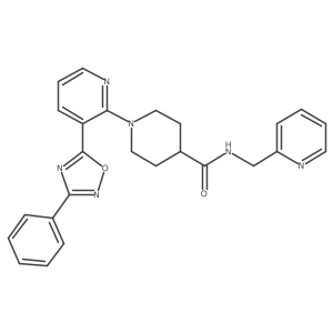 1-(3-(3-phenyl-1,2,4-oxadiazol-5-yl)pyridin-2-yl)-N-(pyridin-2-ylmethyl)piperidine-4-carboxamide结构式