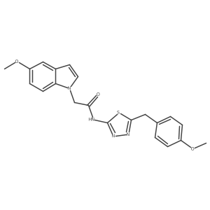 N-[(2E)-5-(4-methoxybenzyl)-1,3,4-thiadiazol-2(3H)-ylidene]-2-(5-methoxy-1H-indol-1-yl)acetamide Structure