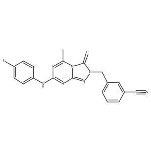 3-{[7-(4-fluoroanilino)-5-methyl-3-oxo[1,2,4]triazolo[4,3-a]pyrimidin-2(3H)-yl]methyl}benzonitrile结构式