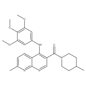 (7-Methyl-4-((3,4,5-trimethoxyphenyl)amino)-1,8-naphthyridin-3-yl)(4-methylpiperidin-1-yl)methanone结构式
