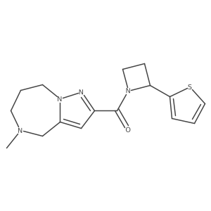 5-methyl-2-{[2-(2-thienyl)azetidin-1-yl]carbonyl}-5,6,7,8-tetrahydro-4H-pyrazolo[1,5-a][1,4]diazepine结构式
