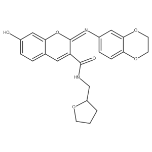 (2Z)-2-(2,3-dihydro-1,4-benzodioxin-6-ylimino)-7-hydroxy-N-(tetrahydrofuran-2-ylmethyl)-2H-chromene-3-carboxamide Structure