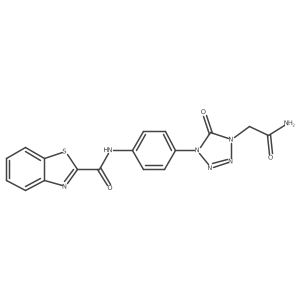 N-(4-(4-(2-amino-2-oxoethyl)-5-oxo-4,5-dihydro-1H-tetrazol-1-yl)phenyl)benzo[d]thiazole-2-carboxamide结构式