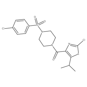 {4-[(4-Chlorophenyl)sulfonyl]piperazin-1-yl}[2-chloro-5-(propan-2-yl)-1,3-thiazol-4-yl]methanone结构式