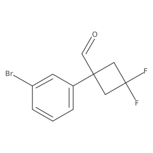 1-(3-Bromophenyl)-3,3-difluorocyclobutane-1-carbaldehyde结构式