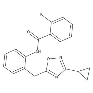 N-(2-((3-cyclopropyl-1,2,4-oxadiazol-5-yl)methyl)phenyl)-2-fluorobenzamide结构式