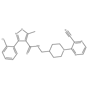 3-(2-chlorophenyl)-N-((1-(3-cyanopyrazin-2-yl)piperidin-4-yl)methyl)-5-methylisoxazole-4-carboxamide结构式
