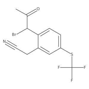 2-(1-Bromo-2-oxopropyl)-5-(trifluoromethylthio)phenylacetonitrile Structure