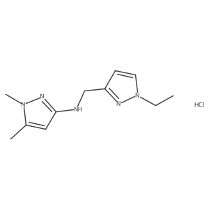 N-[(1-ethylpyrazol-3-yl)methyl]-1,5-dimethylpyrazol-3-amine;hydrochloride Structure