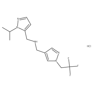 1-(2-propan-2-ylpyrazol-3-yl)-N-[[1-(2,2,2-trifluoroethyl)pyrazol-4-yl]methyl]methanamine;hydrochloride Structure