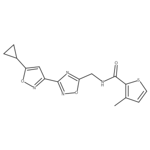 N-((3-(5-cyclopropylisoxazol-3-yl)-1,2,4-oxadiazol-5-yl)methyl)-3-methylthiophene-2-carboxamide Structure