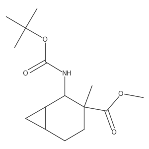 (1S,2R,3R,6R)-Methyl 2-((tert-butoxycarbonyl)amino)-3-methylbicyclo[4.1.0]heptane-3-carboxylate结构式