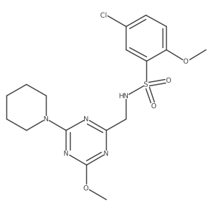 5-chloro-2-methoxy-N-((4-methoxy-6-(piperidin-1-yl)-1,3,5-triazin-2-yl)methyl)benzenesulfonamide Structure