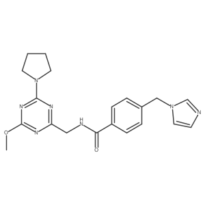 4-((1H-imidazol-1-yl)methyl)-N-((4-methoxy-6-(pyrrolidin-1-yl)-1,3,5-triazin-2-yl)methyl)benzamide结构式