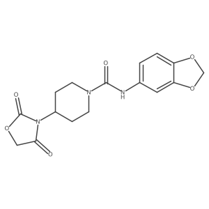 N-(benzo[d][1,3]dioxol-5-yl)-4-(2,4-dioxooxazolidin-3-yl)piperidine-1-carboxamide结构式