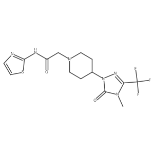 2-(4-(4-methyl-5-oxo-3-(trifluoromethyl)-4,5-dihydro-1H-1,2,4-triazol-1-yl)piperidin-1-yl)-N-(thiazol-2-yl)acetamide Structure