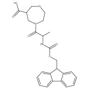 4-[(2R)-2-({[(9H-fluoren-9-yl)methoxy]carbonyl}amino)propanoyl]-1,4-oxazepane-6-carboxylic acid结构式
