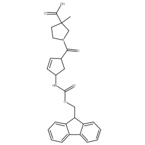 1-[4-({[(9H-fluoren-9-yl)methoxy]carbonyl}amino)cyclopent-2-ene-1-carbonyl]-3-methylpyrrolidine-3-carboxylic acid Structure