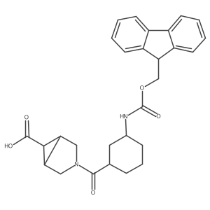(1RS&,5SR&)-3-[(1RS,3RS)-3-({[(9H-fluoren-9-yl)methoxy]carbonyl}amino)cyclohexanecarbonyl]-3-azabicyclo[3.1.0]hexane-6-carboxylic acid Structure