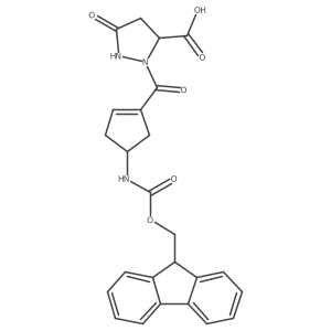2-[4-({[(9H-fluoren-9-yl)methoxy]carbonyl}amino)cyclopent-1-ene-1-carbonyl]-5-oxopyrazolidine-3-carboxylic acid结构式