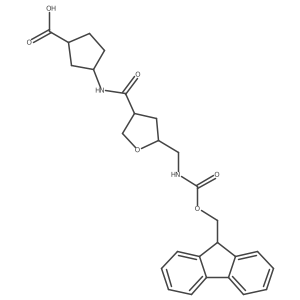3-{5-[({[(9H-fluoren-9-yl)methoxy]carbonyl}amino)methyl]oxolane-3-amido}cyclopentane-1-carboxylic acid结构式