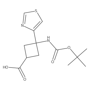 3-{[(Tert-butoxy)carbonyl]amino}-3-(1,3-thiazol-4-yl)cyclobutane-1-carboxylic acid结构式