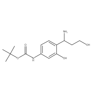 tert-butyl N-[4-(1-amino-3-hydroxypropyl)-3-hydroxyphenyl]carbamate结构式