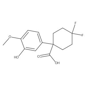 4,4-Difluoro-1-(3-hydroxy-4-methoxyphenyl)cyclohexane-1-carboxylic acid结构式