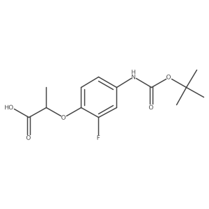 2-[2-Fluoro-4-[(2-methylpropan-2-yl)oxycarbonylamino]phenoxy]propanoic acid结构式